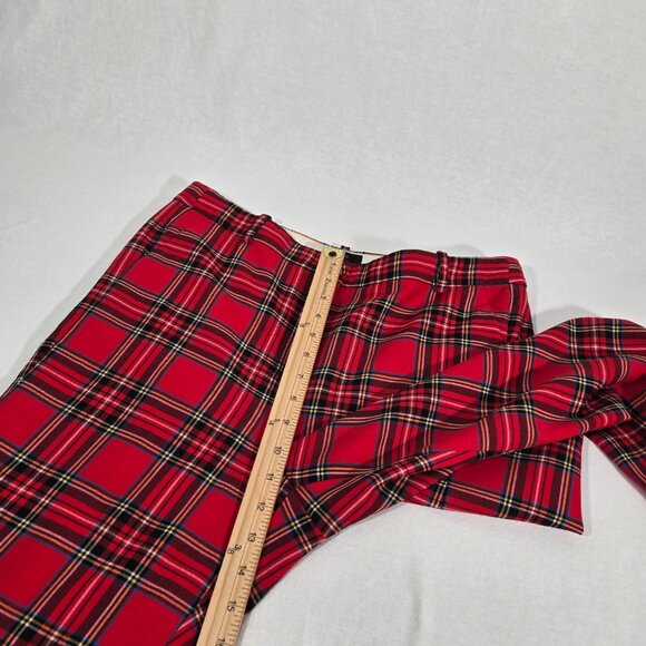 J.CREW CAMERON Academia Red Stewart Tartan Wool Hi-Rise Crop Pant Women Size 12. - Picture 16 of 17